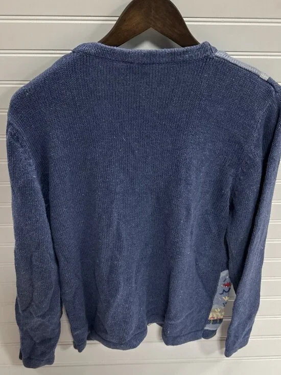 VTG Koret City Blues Blue Floral Plant Beaded Long Sleeve Cardigan Sweater Sz M - Picture 8 of 10